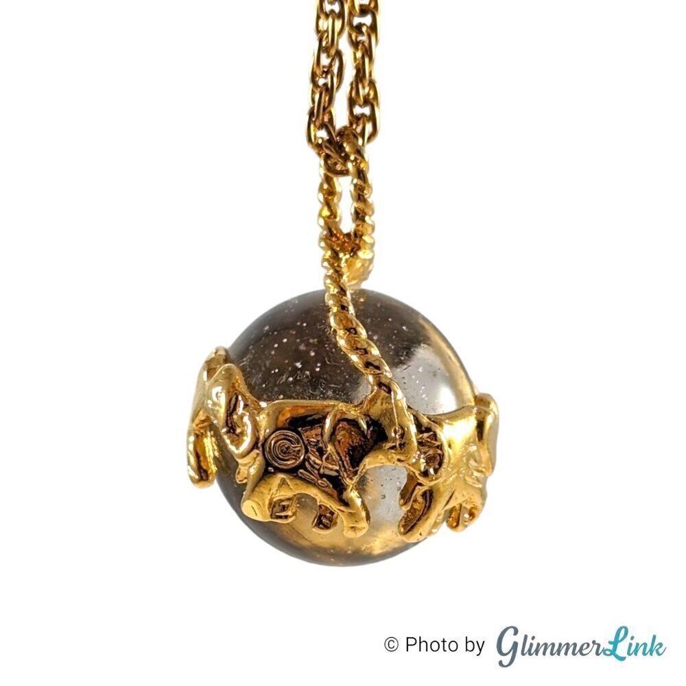Premier Designs Clear Glass Ball Elephants Rope Chain Necklace